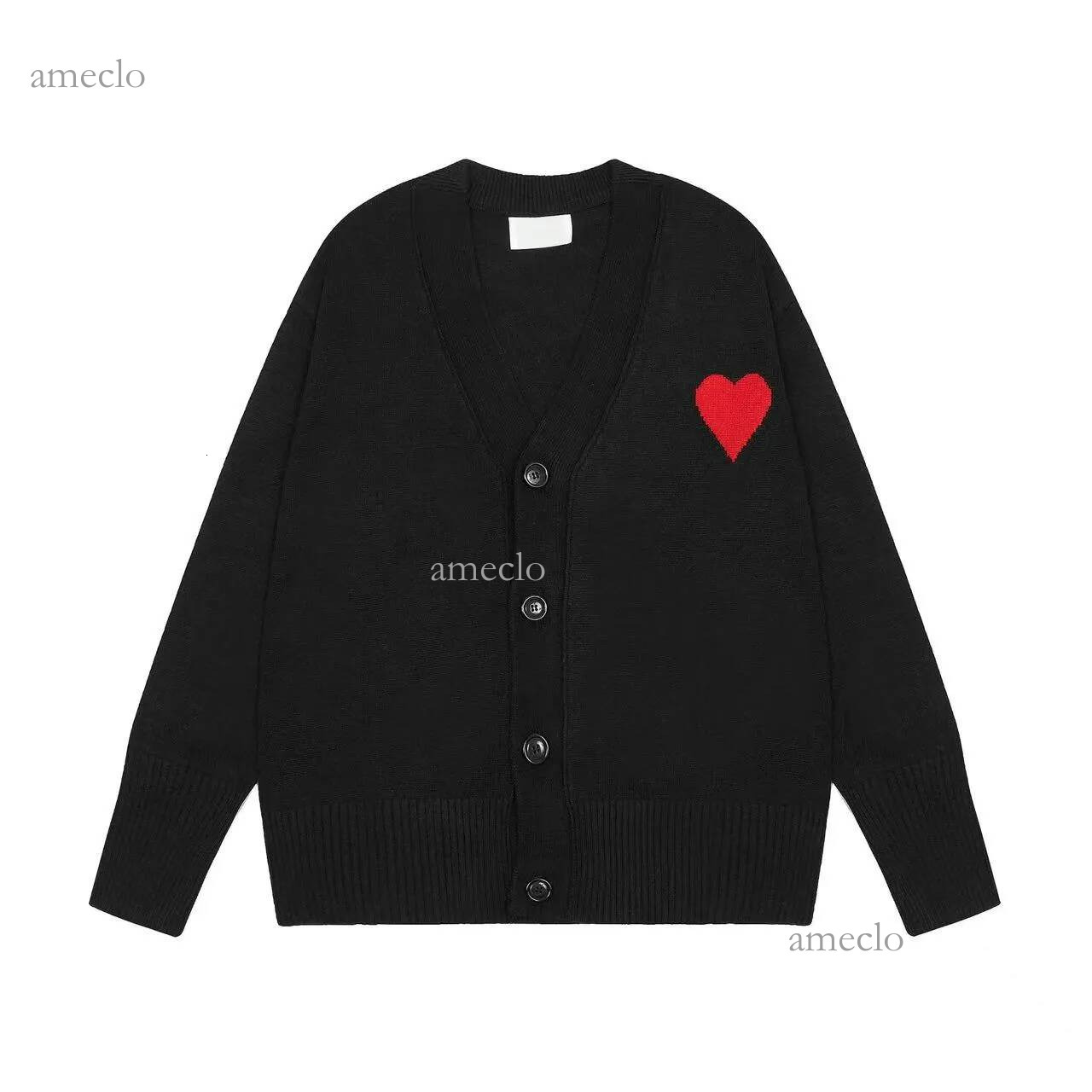 designer paris hoodie sweater lady Men's heart shaped embroidered round neck knitted cardigan loose and comfortable versatile love crewneck lon