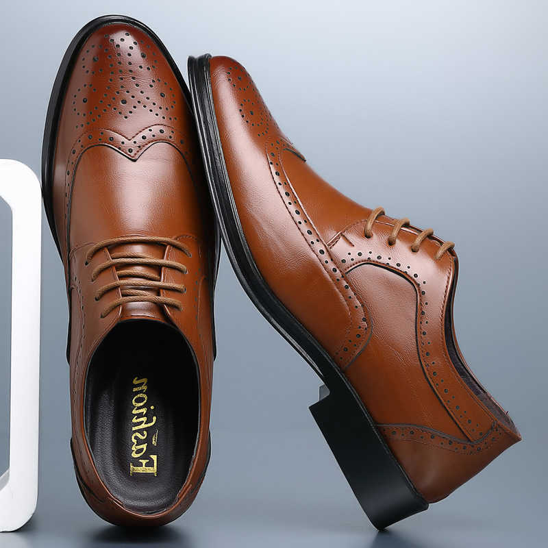 Fashion Men's Formal Shoes Handcrafted Leather Shoe Classic Carving Brogue Shoe Lace Up Oxford Shoes Business Dress Shoes H260915