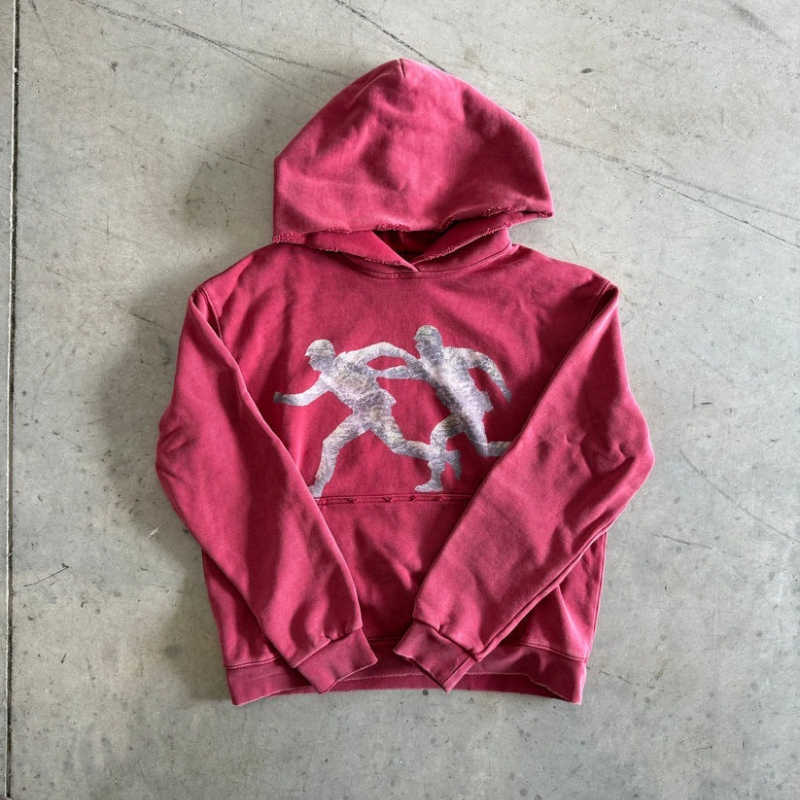Hoodie Y2K Vintage Running Figure Print Graphic Pullover Sweatshirt Men American Casual Streetwear Unisex Oversize Clothes D260915