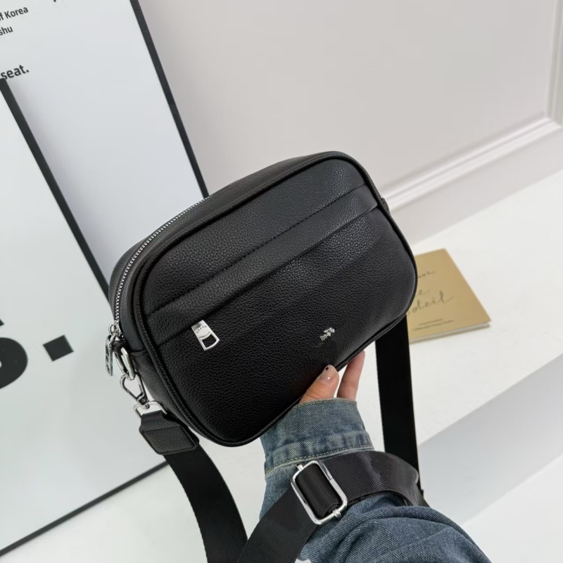 Unisex Designer Style Patchwork Camera Bag, White Monogram Canvas Crossbody Purse, Detachable Wide Woven Strap Casual Multi-pocket Shoulder Handbag