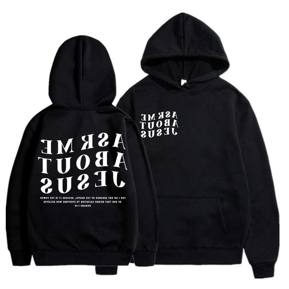 Christian Ask Jesus Me about Religious Graphic Hoodie Men Women Fashion Bible Faith Long sleeve Oversized Casual Pullover D260915