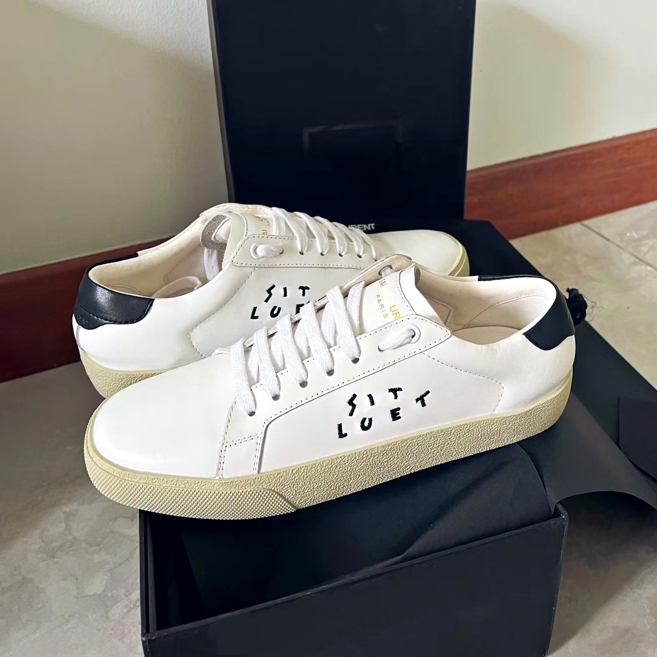 Fashion 10A New Embroidery casual shoe Designer run shoes Genuine Leather black luxurys tennis mens Sneakers golf low Outdoor star trainer Lace up b