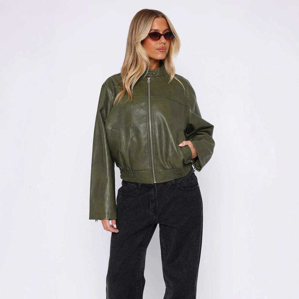 Stand Style Collar Pocket Casual Women's New Motorcycle Jacket S2609152DE8