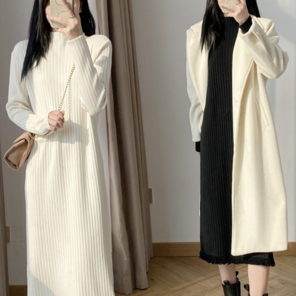 (116) personnalisé nouveau Style d'hiver longue ample grande taille gland robe pull manteau robe de Base