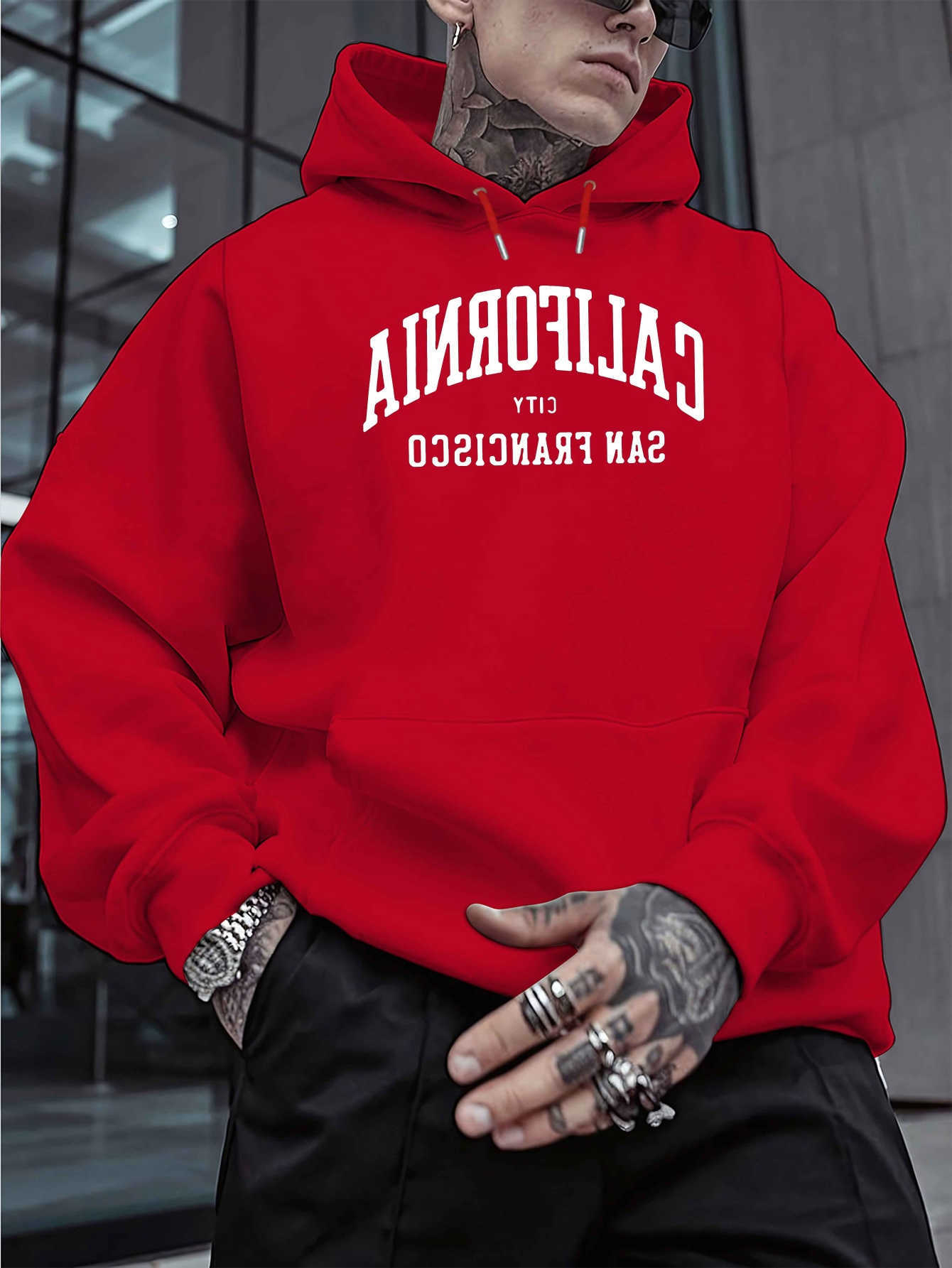 winter 2026 printed new men's and autumn pullover versatile spring and autumn style hooded trendy brand pullover D260915