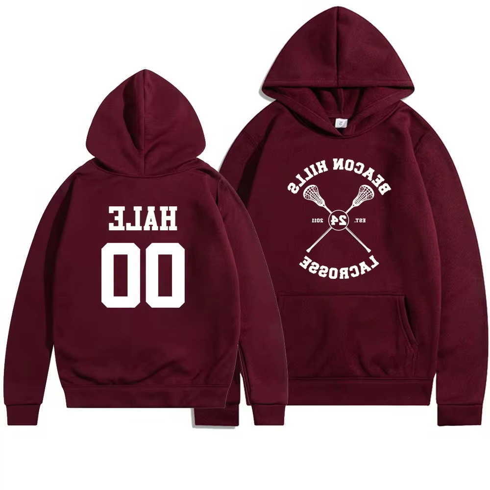 Men Beacon HillsLacrosse Women Hoodie Front Back HALE 00Number Print Pullover Hooded Sweatshirt Teen Wolf Casual Streetwear Tops D260915