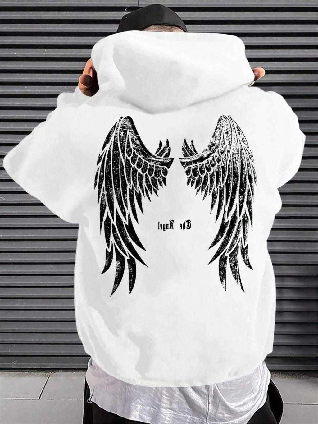 Wings Male Hoody Angel's O-Neck All Match Loose Sweatshirt Fashion Basic Daily Comfortable Hoodie Autumn Clothes D260915