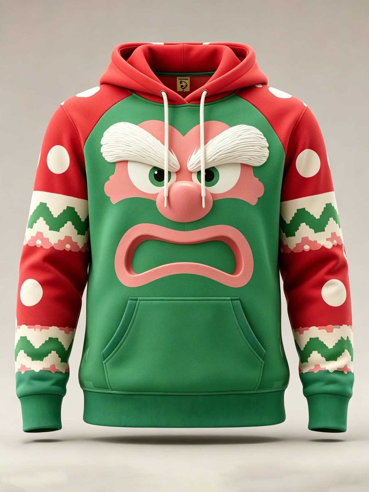 3D Printed Hoodie Angry Unisex Cartoon Face Christmas Knit Style Pullover Long sleeve Casual Holiday Sweatshirt Men Tops D260915