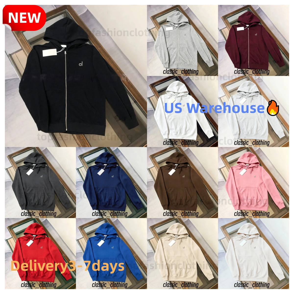 2026 Designer Jackets High Quality Hoodie Men Women Solid White Long Sleeve Drawstring Pullover Loose Fit Yoga Casual Sweatshirt With Chest Embroide