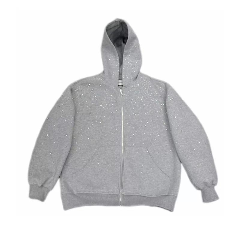 Mens All Over Gradient Star Rhinestone Pullover Hoodie Shiny Diamond Embellishment Long Sleeve Sweatshirt Urban Street Bottom