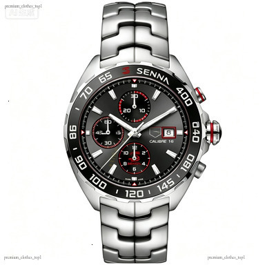 Tagness Wristwatch Senna F One Racing Red Black Bezel Chronograph Steel Band Waterproof Luminous Mens Style Sport Tags Watch Casual Dress Elegant Ne