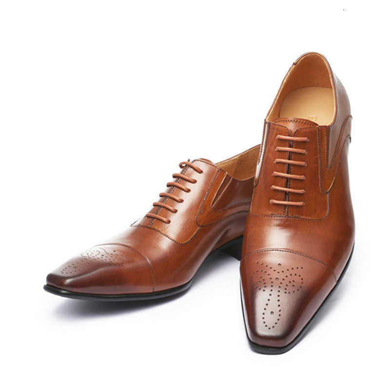 Handmade 2022 New Men Dress Shoes PU Leather Male Oxford Italian Classic Vintage Lace-up Men's Brogue Shoes Oxford Size 38-48 H260915