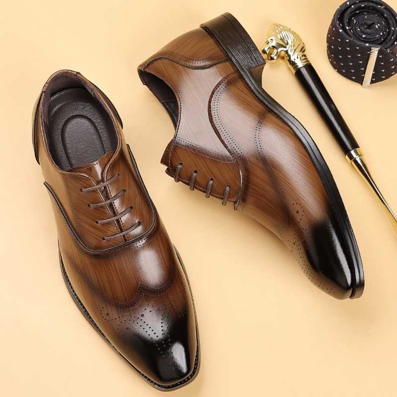 Genuine 2026 Men Cow Handmade Leather Oxford Shoes Business Pointed Lace Up Men Wedding Shoes Formal Flats Black Plus Size 38-48 H260915