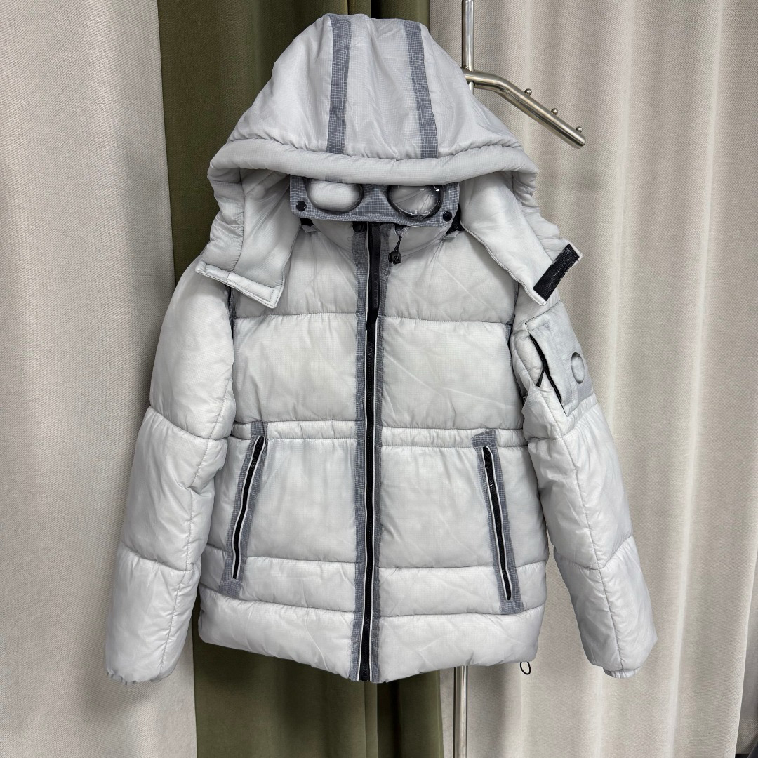 Mens jacket down puffer jackets Wool Knit Sleeves Hooded Windbreaker Jacket Technical Outerwear with Lens Detail