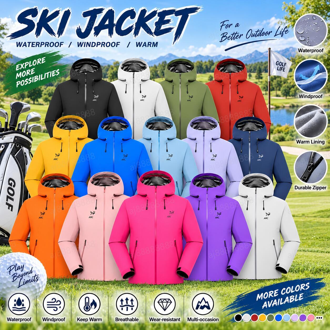 2026 Men Women Waterproof Golf Jacket Windproof Breathable Hooded Hardshell Rain Coat Golf Windbreaker Outdoor Sportswear