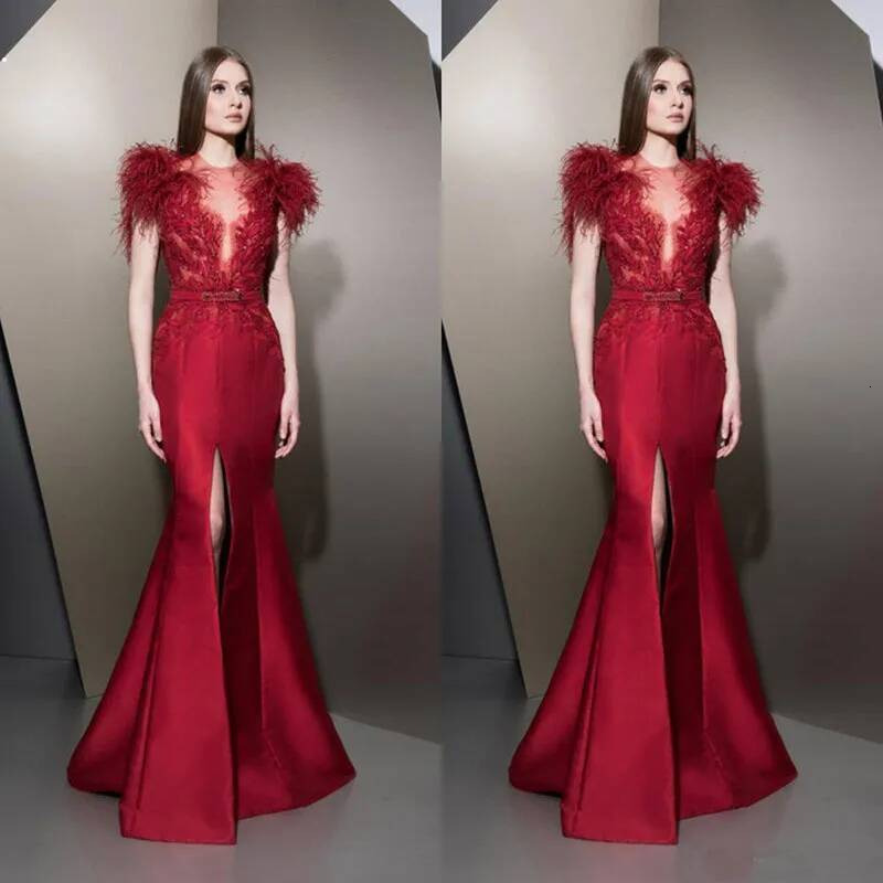 ziad nakad Evening Dresses Red Long Prom Gowns robe de mariee Cocktail Party Dress Plus Size