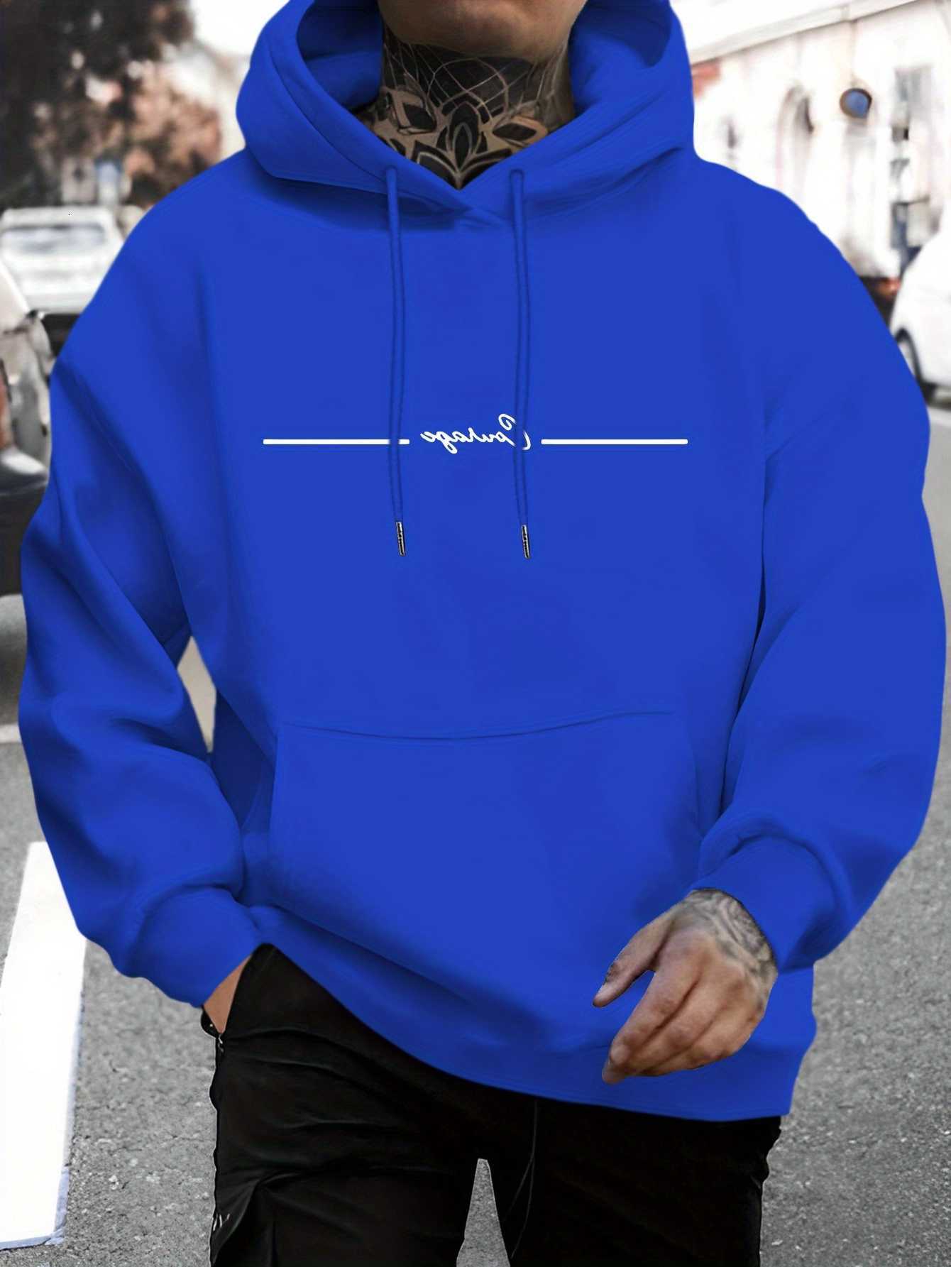 New Fashionable Courage Design Men's Letter Print Casual Sweatshirt Stylish Drawstring Hoodie Autumn/Winter Hooded Sweatshirt D260915