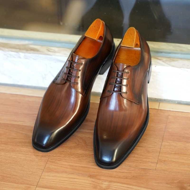 38-48 Classic Size Men's Big Business Leather Shoes Office Square Toe Derby Shoes Men Black Brown Oxford Dress Shoe H260915