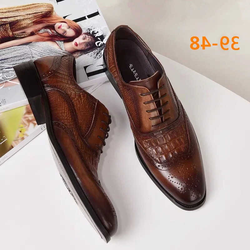 Leather Autumn Men Spring and Shoes 2025 Fashion Business Casual Party Banquet Daily Carved Lace-up Brogue Dress Shoes H260915
