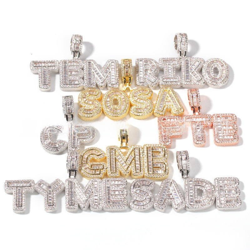 Hip Hop New Style Personality Rock Candy Letter Number Splicing Combination Pendant Micro Paved Zircon Unisex Necklace Accessories