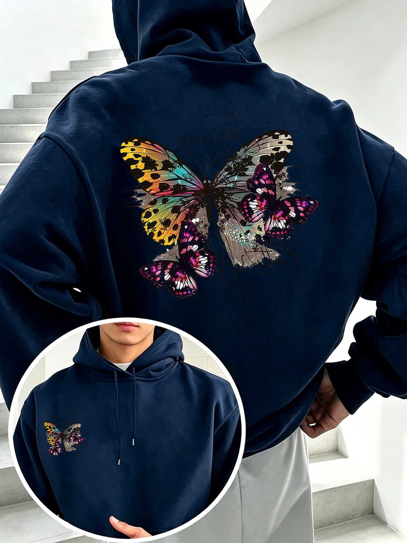 pullover hooded Down hoodie winter in hip-hop style - double printed on chestandback suitableforbothmenandwomenwitharelaxed fit. D260915