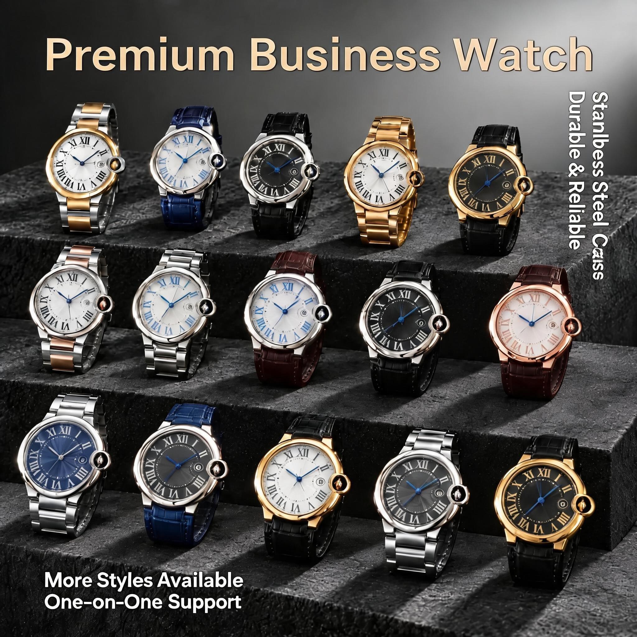 Montre-bracelet de luxe pour hommes de haute qualité, structure en acier inoxydable durable, chronométrage précis, dragonne confortable pour form