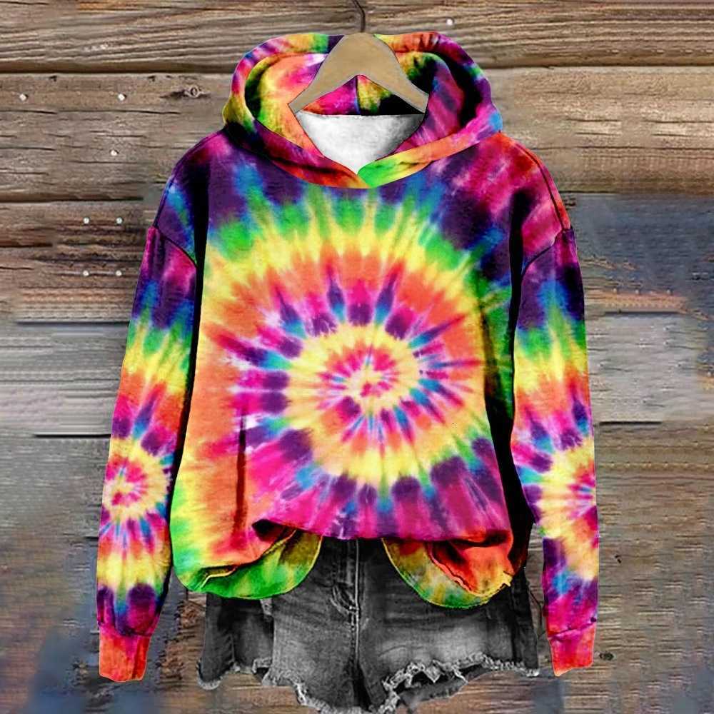 Tie Fashion Colorful ONLY TOP Dye 3D Print Hoodies Women Autumn Hooded Sweatshirts Street Pullover Y2K Top Tracksuit Unisex Coat D260915