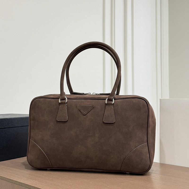 Sacs à main de créateur en cuir suédé marron femmes fourre-tout triangle de haute qualité sac de bowling de luxe poignée supérieure fermeture à g