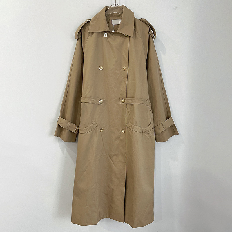 Elegant Women Long Windbreaker Jacket Designer Double Breasted Lapel Coat French Vacation Party Warm Windbreaker