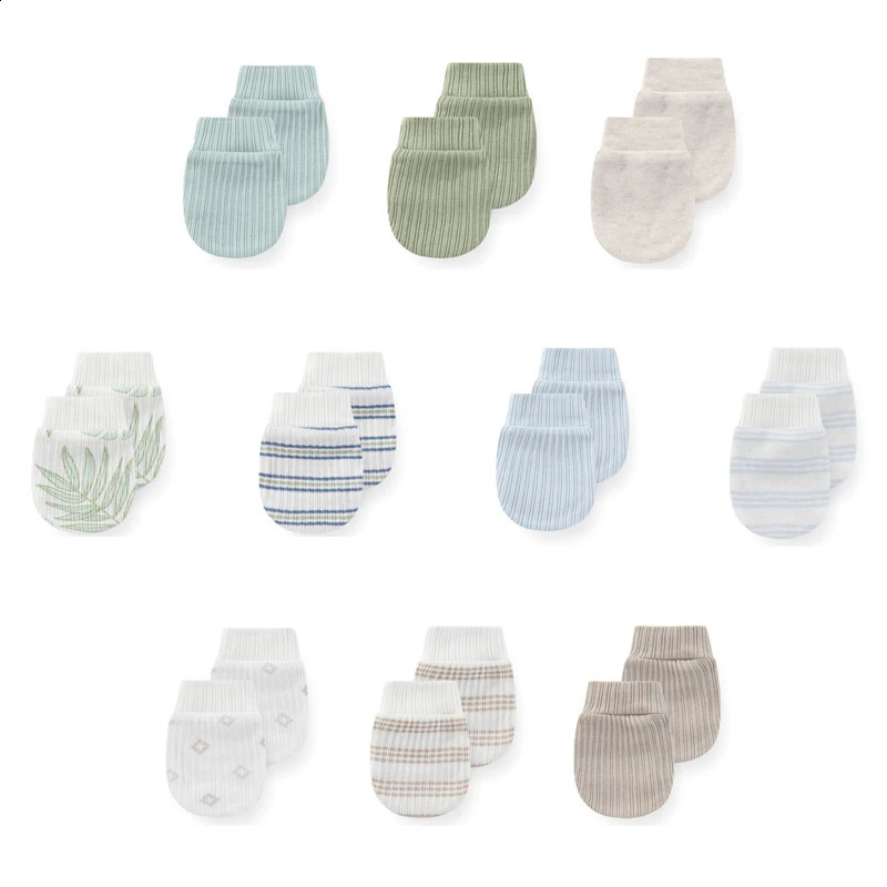 5 Pairs born Baby Boy Mittens 100%Cotton 06Months Baby Girl Gloves Cartoon Print Baby Accessories Solid Color a260915
