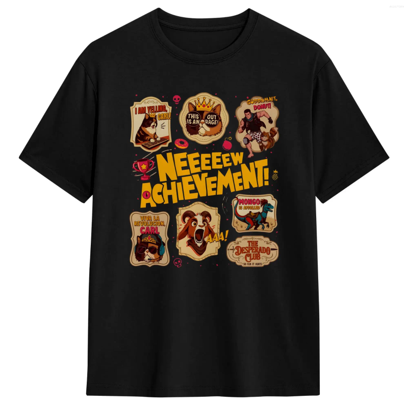 Men's T Shirts Dungeon Crawler Carl Achievement Stickers T-Shirt Beach Cotton For Mens Casual Tshirt Short Sleeve Aesthetic Tops