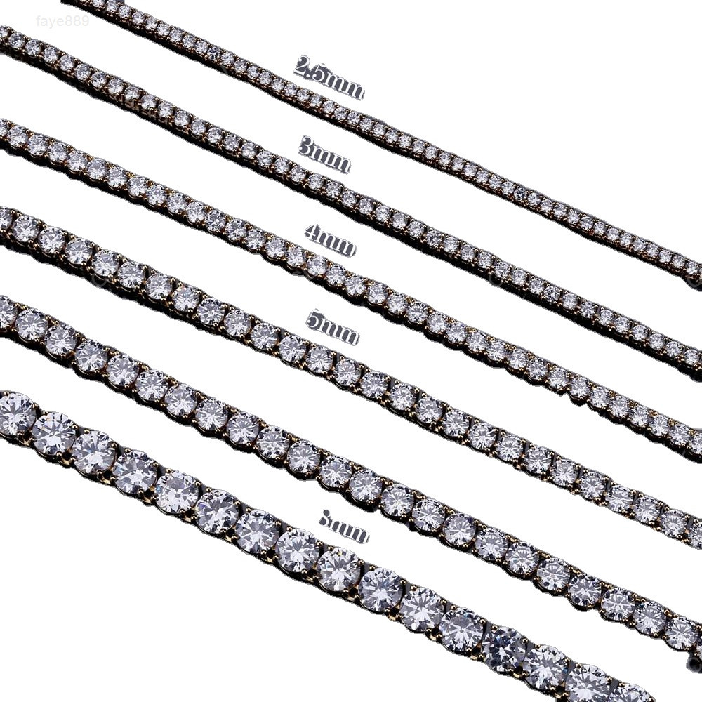 6mm Moissanite Tennis Chain Necklace Wholesale Gold Plated 925 Sterling Silver Hip Hop Supplier 24 Inch Unisex