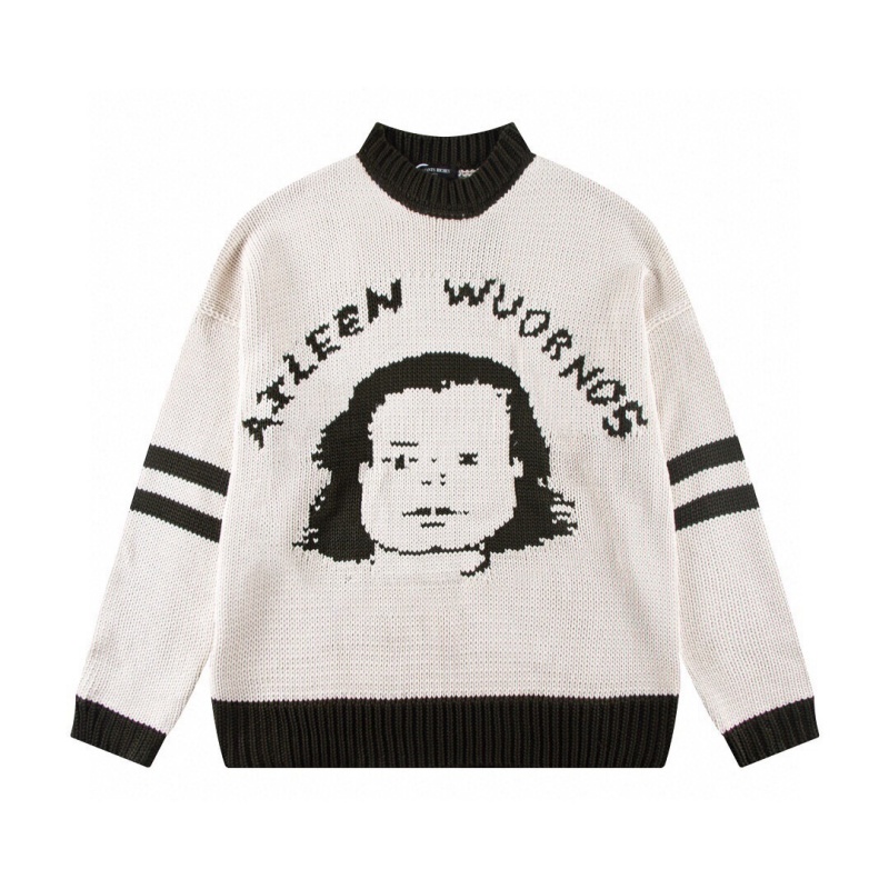 Pull en tricot graphique mélangé de Mohair pour femmes automne hiver à manches longues coupe surdimensionnée motif artistique doux tricoté pull c