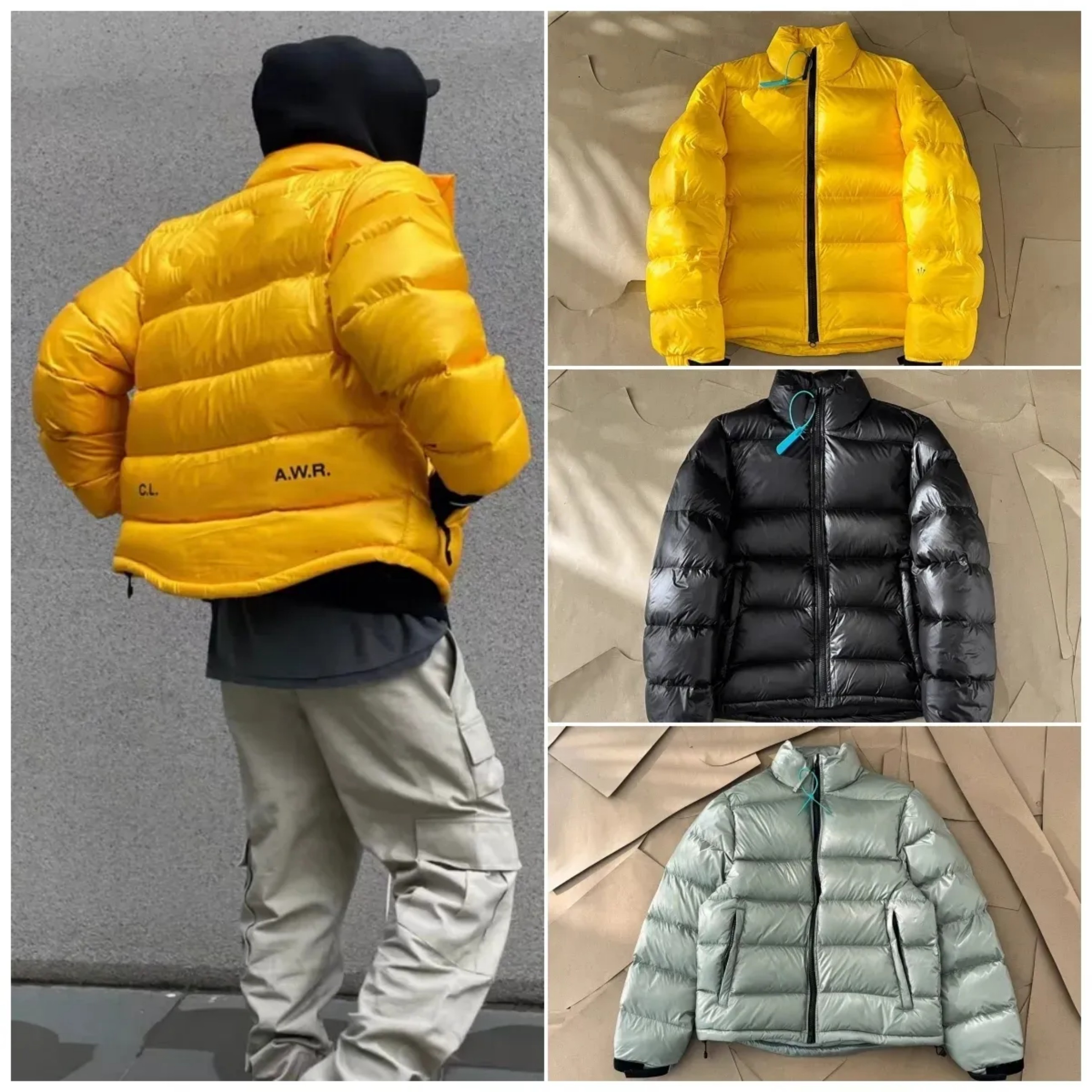 NOCTA Mens Women Autumn And Winter Puffer Jackets Cotton Windbreaker duck down Thick Padded Coat Letter Hook Printing Tech Fleece Couples Yellow Bla