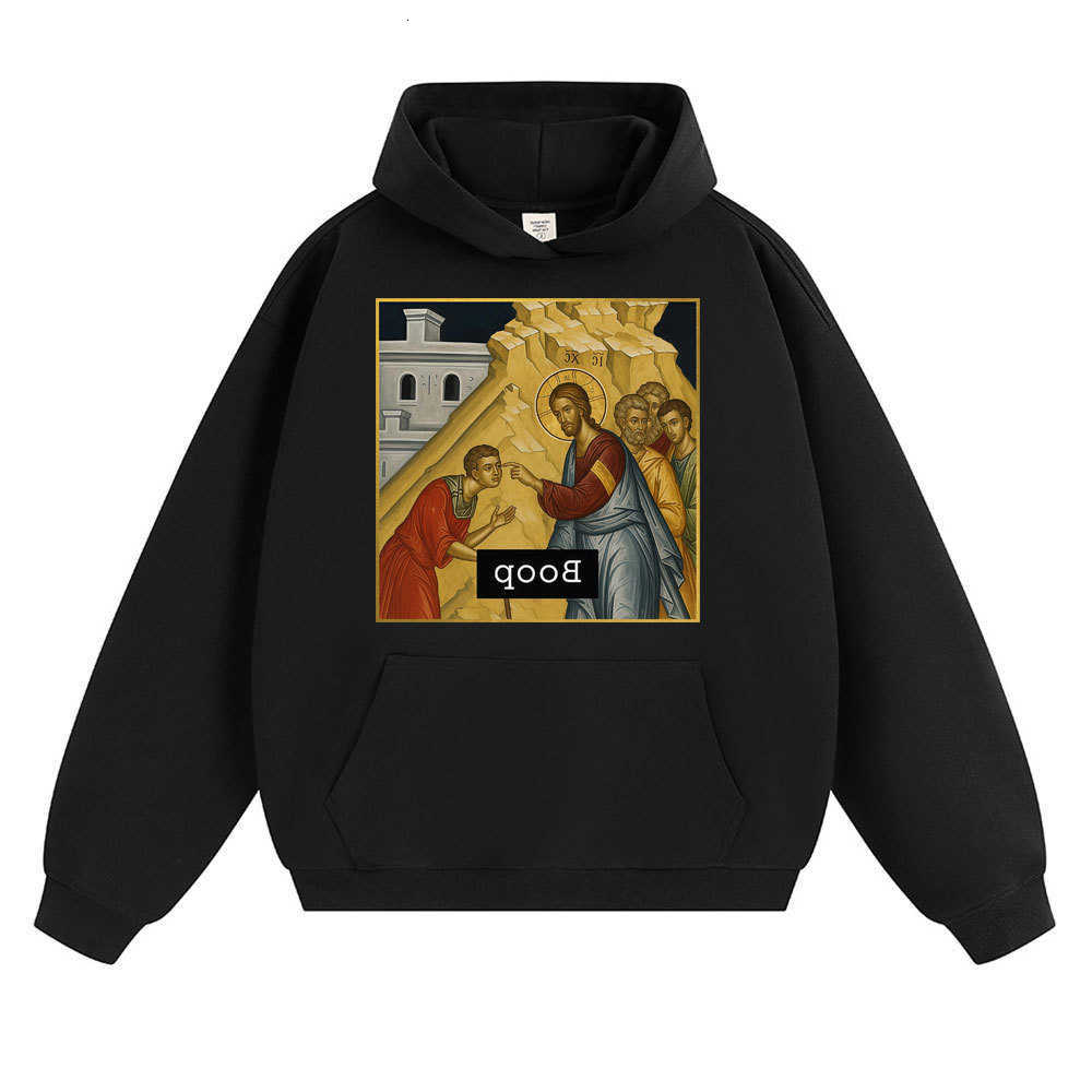 Jesus Boop Meme Print Funny Hoodies Men Women Humorous Religious Long sleeve Oversized Casual Faith Tracksuit Streetwear D260915
