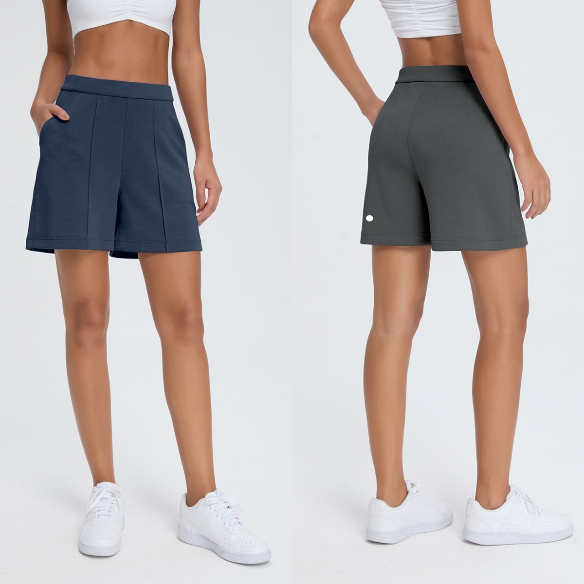 L6569 Pantalon capris plissé taille haute en modal pour femmes, short de Yoga de Sport lavé à l'air, short d'entraînement respirant et élégant, v