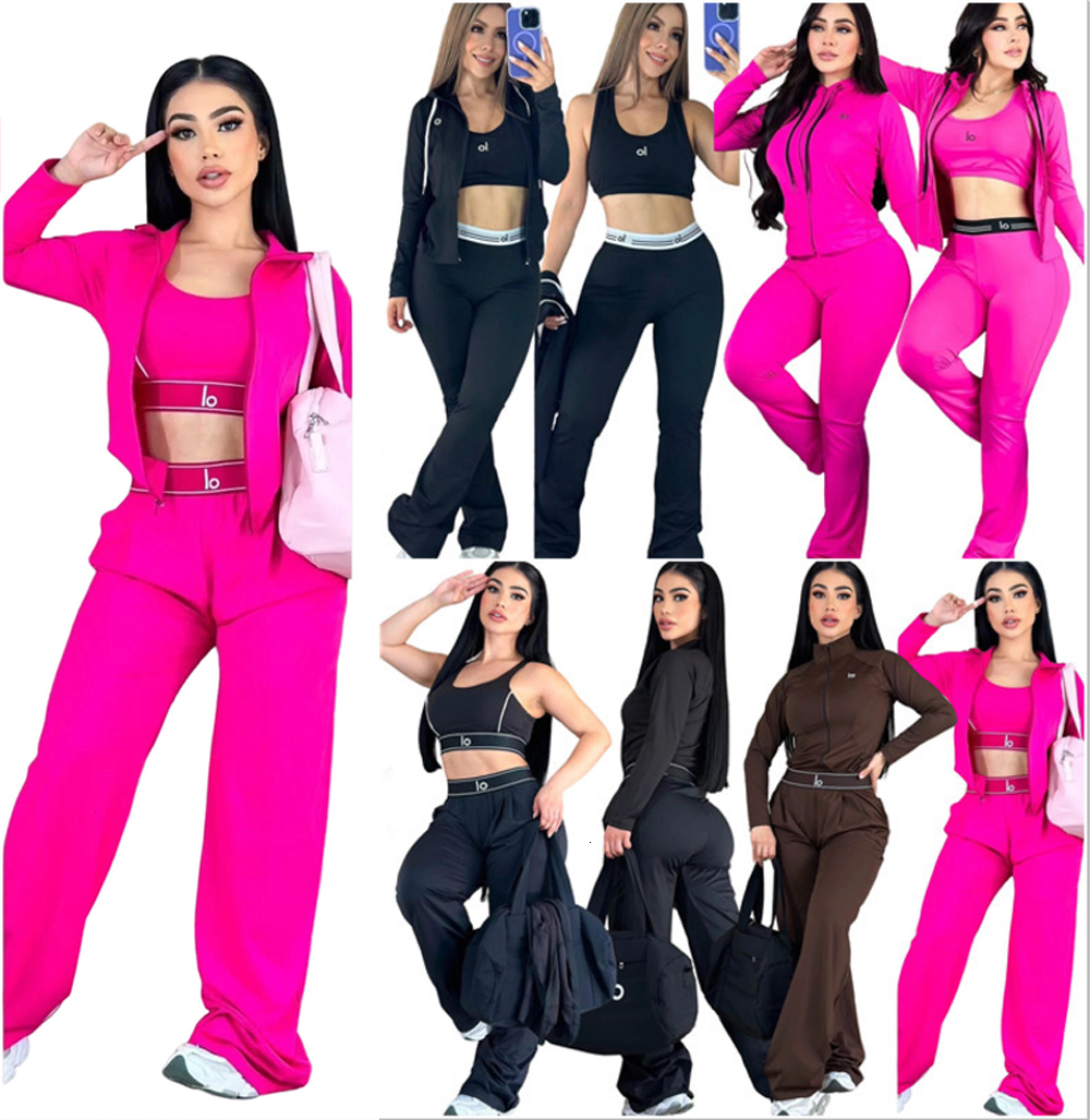 Summer Autumn Designer Tracksuits Women Casual Sports Yoga Three Piece Set Sleeveless Tank Top Long Sleeve Jacket Slim Trousers Track Suit Outfits