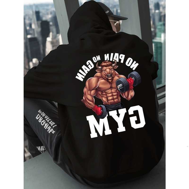 Men's Unpretentious Gym Painless and Sweatshirt New Men's Street Style Printed Autumn and Winter Top D260915