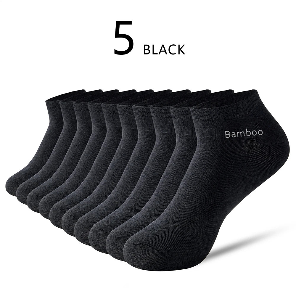 5pairs High Quality Men's Bamboo Fiber Socks Summer Thin Sweat Absorbent Deodorant Men's Business Casual Formal Black Socks Gift 260914