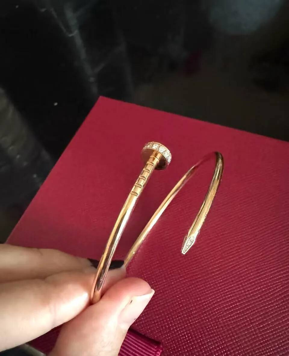 High quality Designer thin Bracelets Nail Bangle designer 3MM for women wrap around no hinge twist bend Bangles Cuff Bracelet SSS