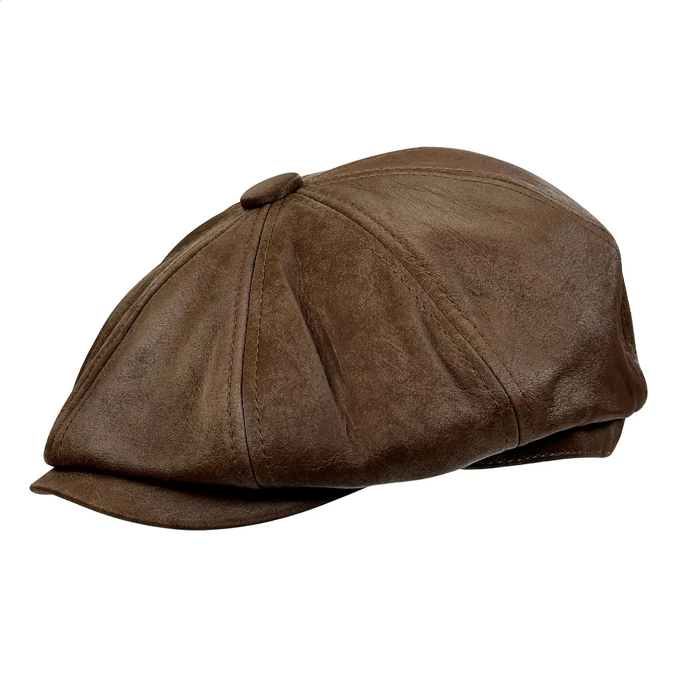 Vintage Leather Beret Solid Color Forward Cap British-Style Artist Hat Distressed Baseball Cap Textured n Casual Style 260915