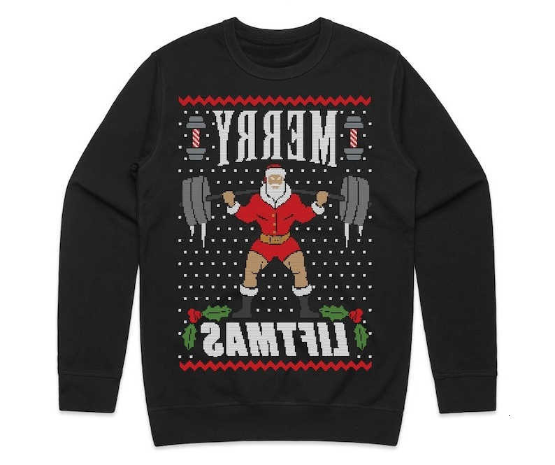 Sweatshirt Merry Jumper Christmas Liftmas Funny Ugly Weightlifter SantaClaus Gym Fit Autumn and Winter Long sleeve Pullover D260915