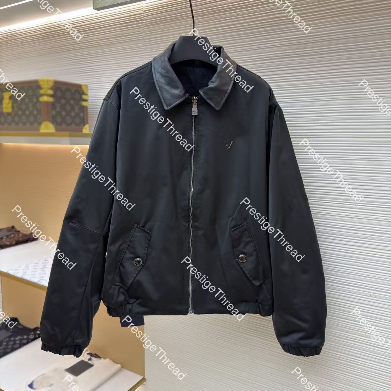 Designer Double-Sided Jacquard Logo Jacket Men's Coat 2026 Autumn/Winter New Turn-Down Collar Reversible