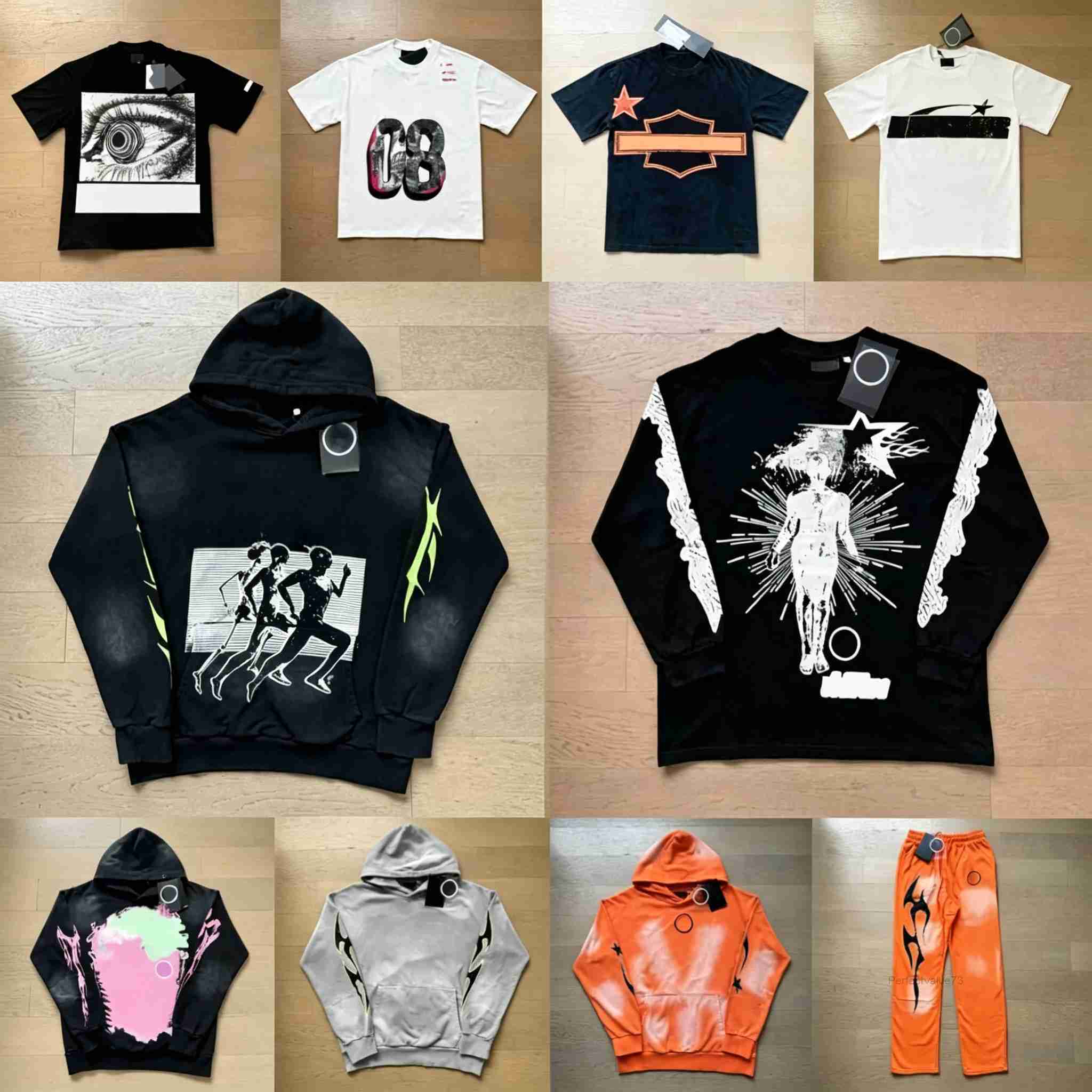High Quality hoodie designer t shirt NFC scan graphic clothing clothes hipster washed fabric Street graffiti Lettering foil print Vintage coloeful