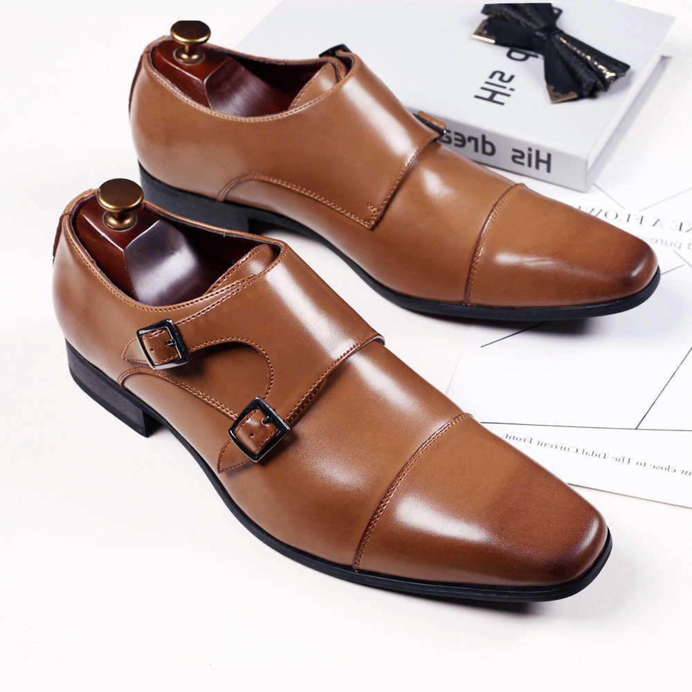 Monk Shoes for Men Classic Design Wedding Shoes for Male Plus Size Men Business Office Leather Shoes for Men H260915