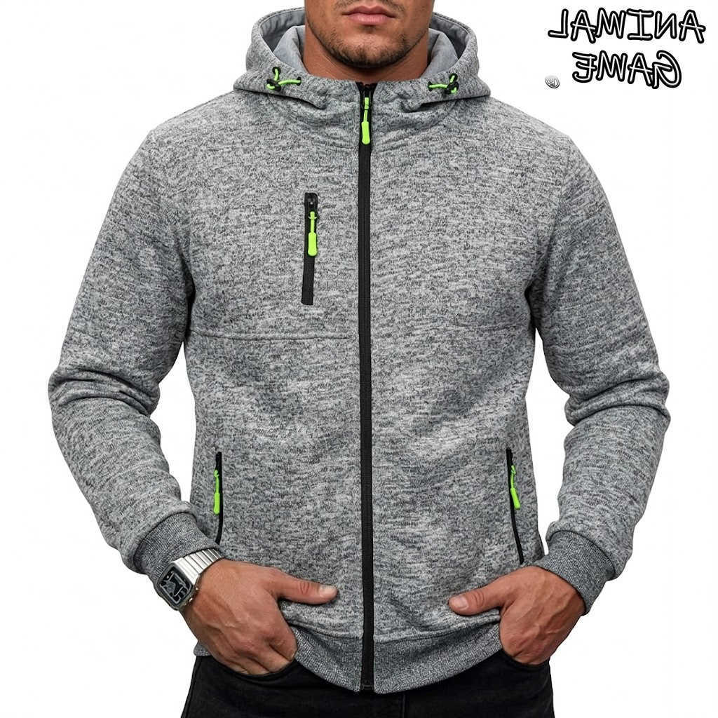 Color Mens Zipper Hooded Sweatshirt Block Hoodies Men Long sleeve Jacket Autumn Outwear Multiple Pockets Pullover Active Wear D260915