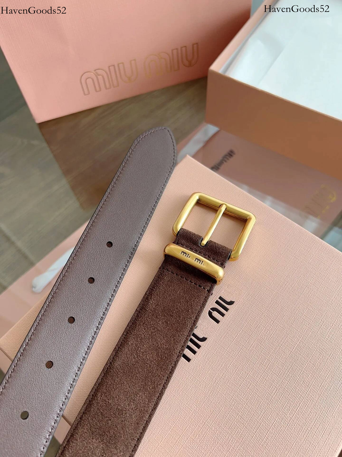 mm belt designer women's belt luxury brand belt frosted cowhide fashionable and high end fashion brand Vintage pin buckle brown versatile class