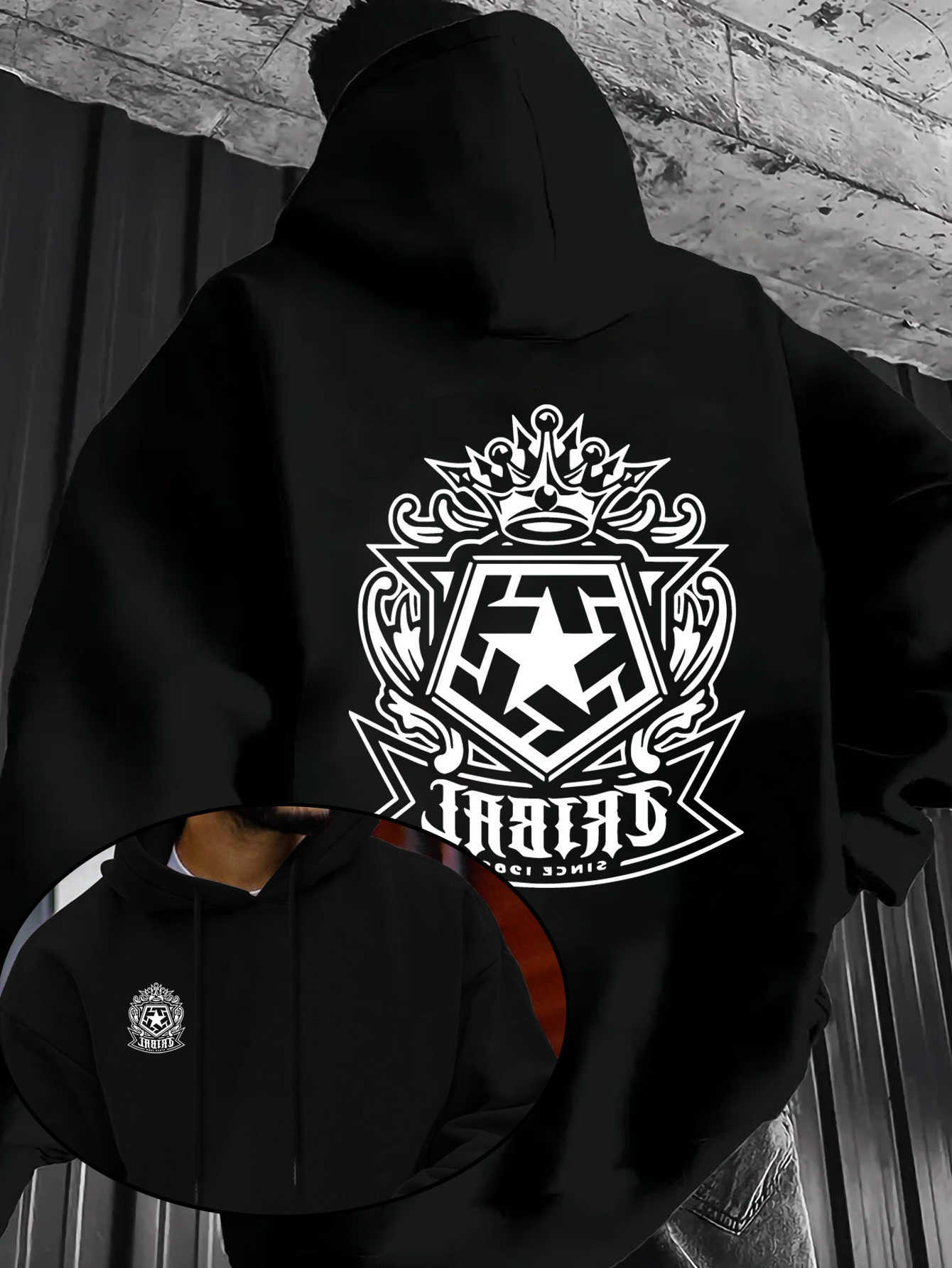 pattern women's tribal Men's and crown-style hooded sweatshirt double-sided printed pattern casual hip-hop style D260915