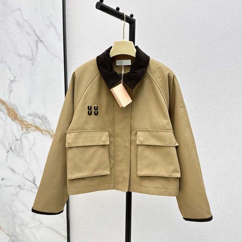 Trenchcoat Womens Elegant Jacket With Collar Letters Autumn Winter Khaki Coat S260915VWR3