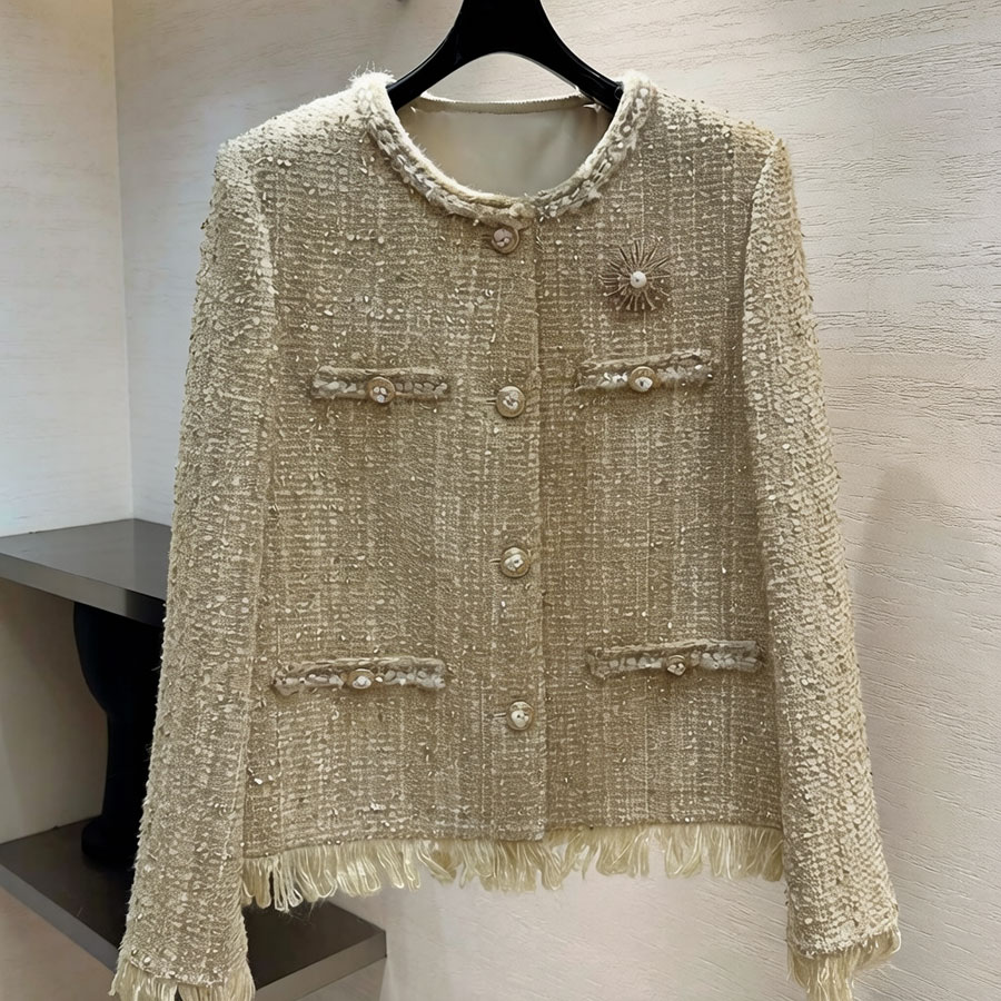 Veste de créateur Manteaux classiques Haut de gamme Atelier de tweed fabriqué à la main Automne Événement formel Style de luxe Veste rétro Élégan